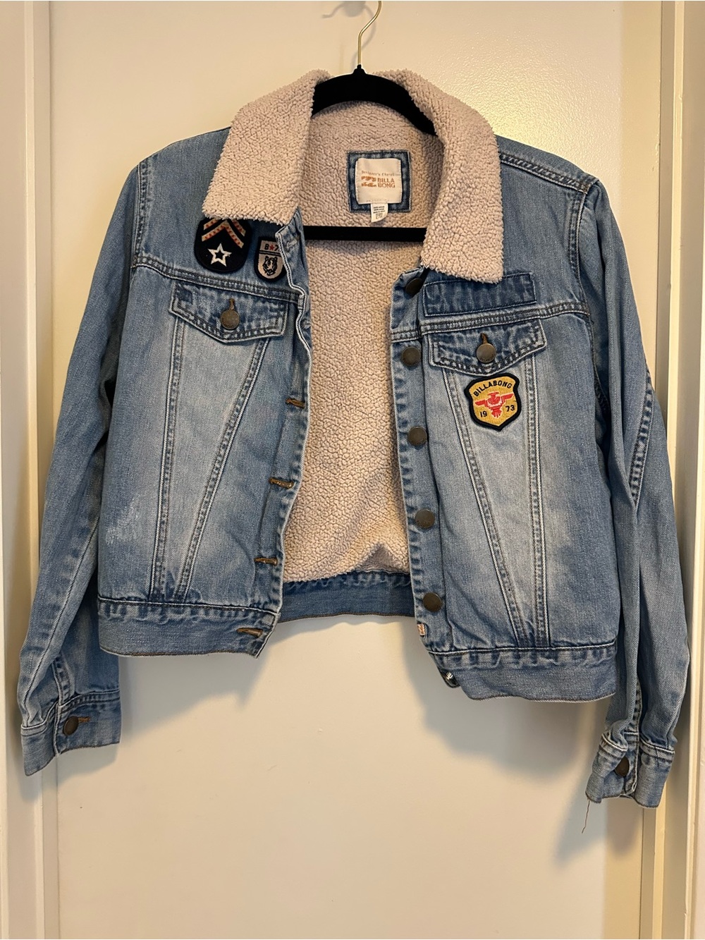 Light Blue Sherpa-Lined Denim Jacket for Kids - (Brand: Billabong)